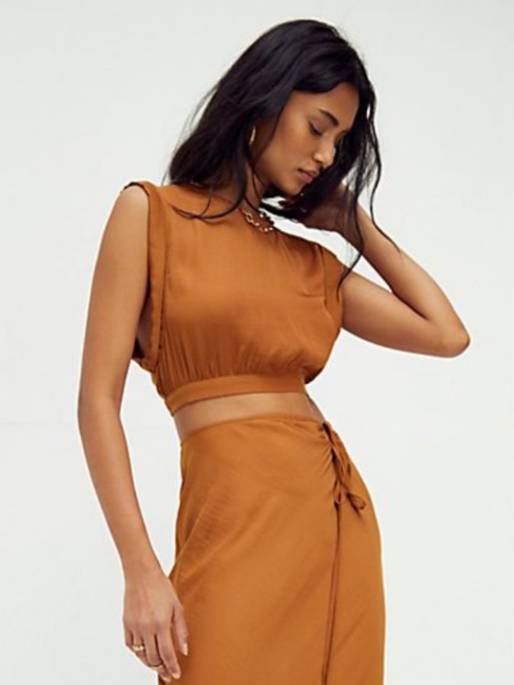 NWOT Free People Remi Set Top Rust Brown Cropped Tank Blouse Medium